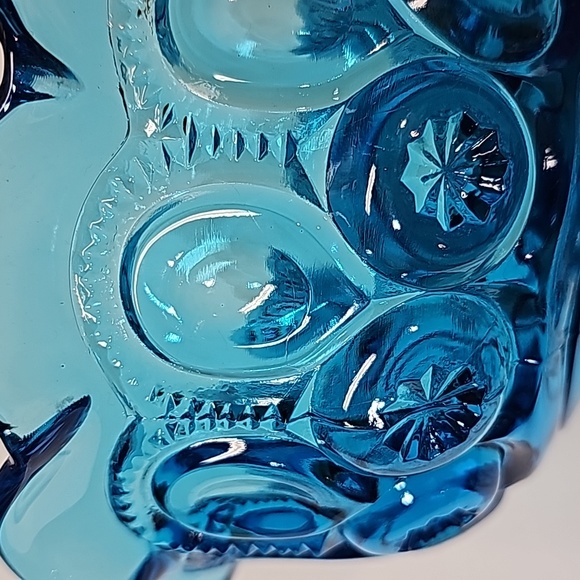 Vintage L.E. Smith Blue Moon & Stars Pedestal Compote Bowl Candy Dish - Picture 6 of 10